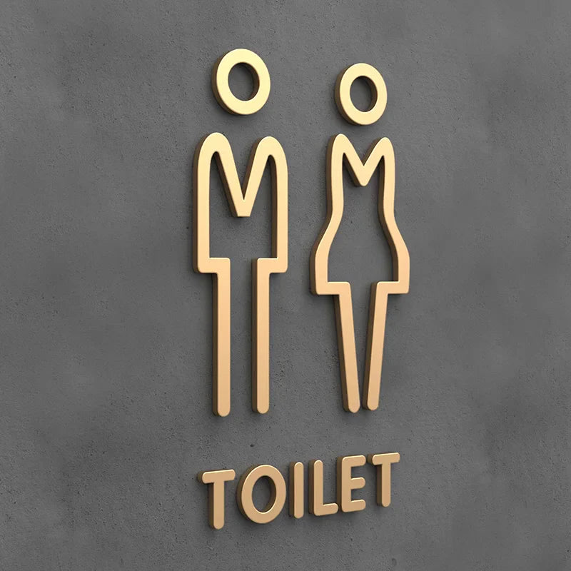 Matte Black Gold Toilet Sign