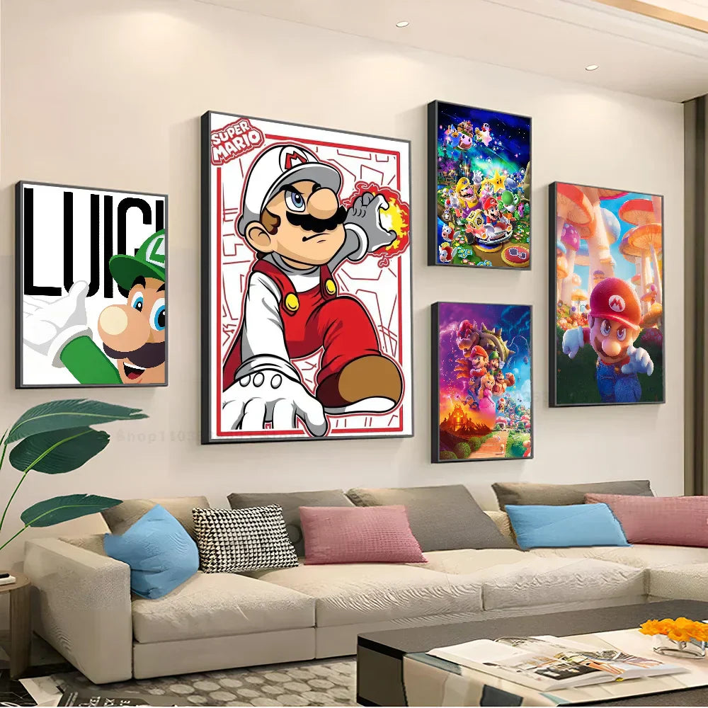 Anime Game Plumber Uncle Mushroom Poster Stickers