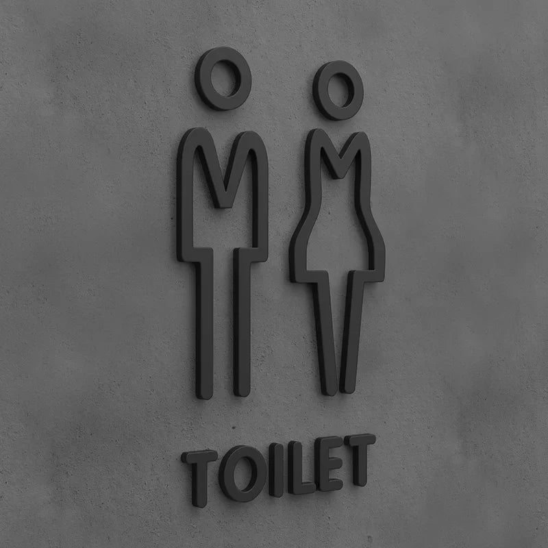 Matte Black Gold Toilet Sign