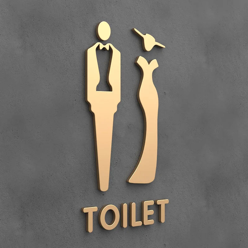 Matte Black Gold Toilet Sign