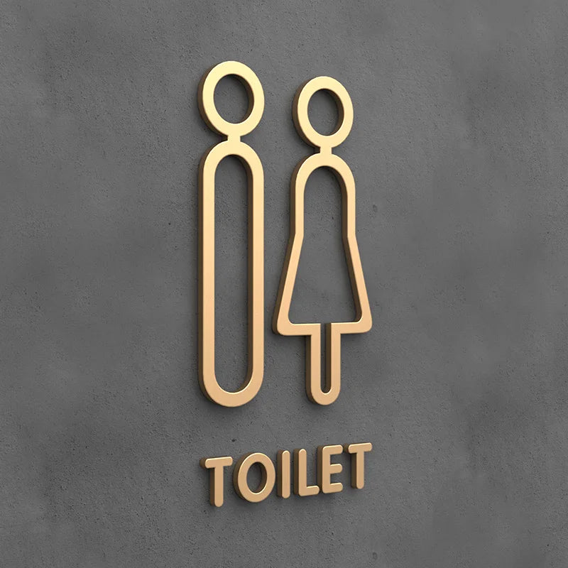 Matte Black Gold Toilet Sign