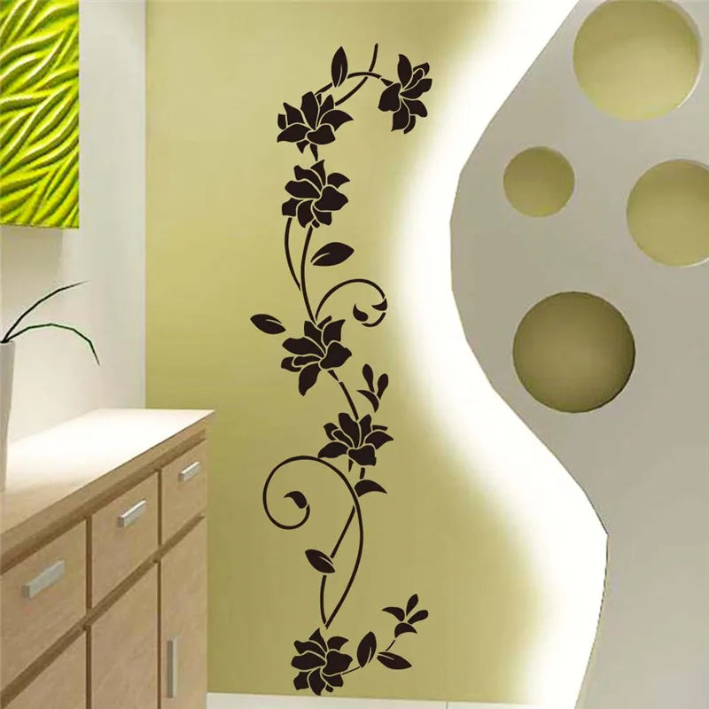 Black Vine Floral Wall Stickers