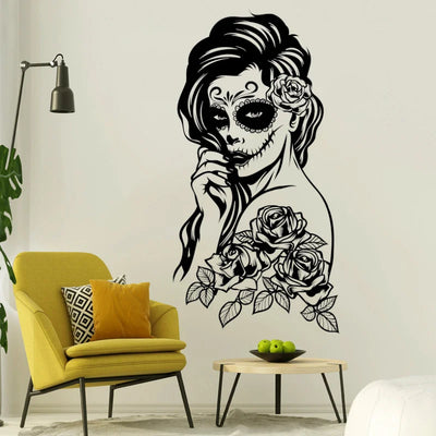 Skull and Flowers Vinyl Wall Sticke