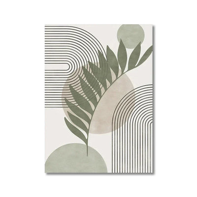 Nordic Sage Green Botanical Geometric Wall Art