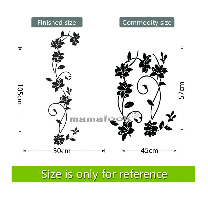 Black Vine Floral Wall Stickers