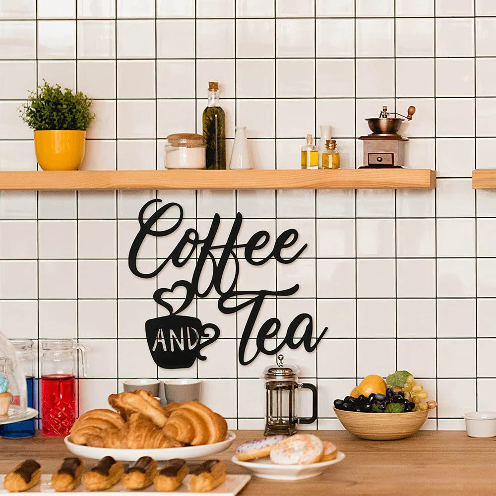 Coffee and Tea Cutout Metal Wall Sign