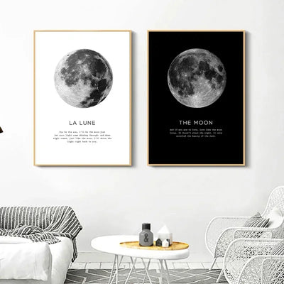 "Wall Art Moon Phase Gold Black Posters"