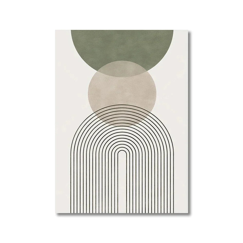 Nordic Sage Green Botanical Geometric Wall Art