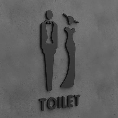 Matte Black Gold Toilet Sign