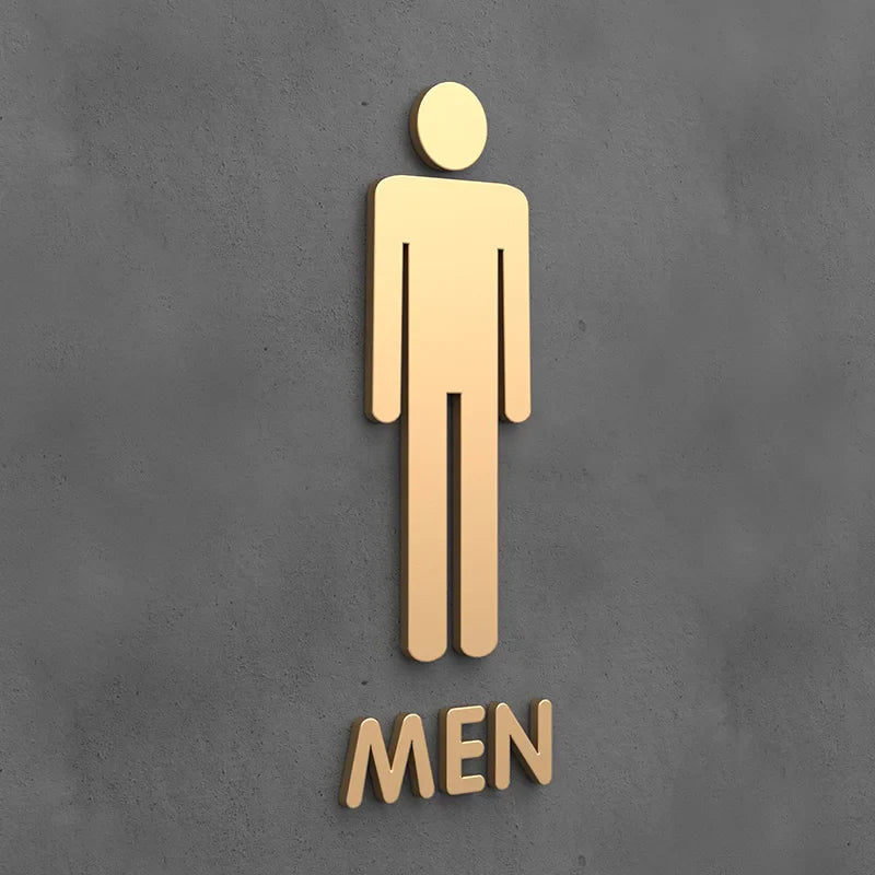 Matte Black Gold Toilet Sign