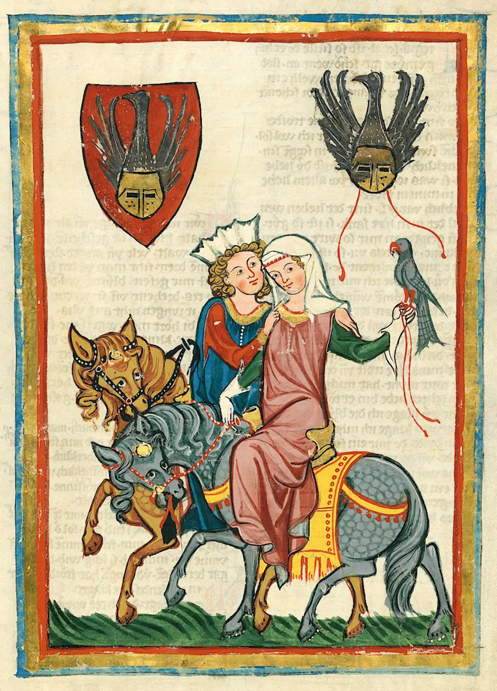 Medieval Lovers on Horse Canvas Art