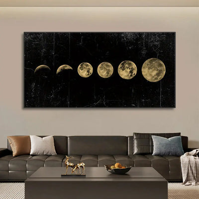 Wall Art Moon Phase Gold Black Posters