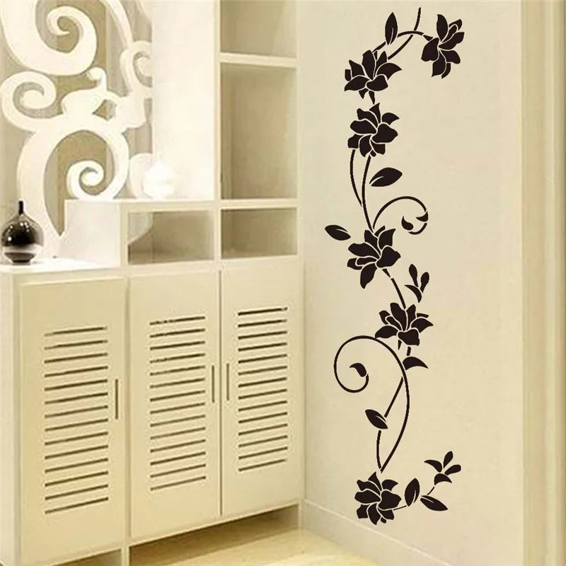 Black Vine Floral Wall Stickers