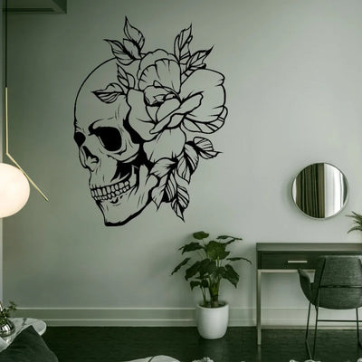 Skull and Flowers Vinyl Wall Sticke