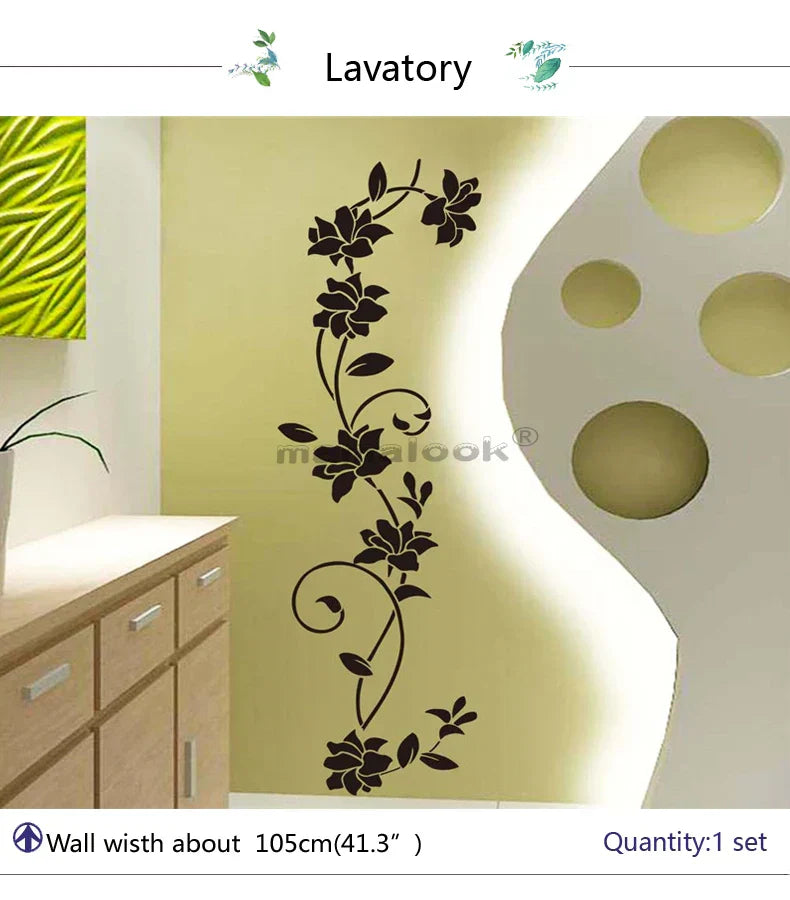 Black Vine Floral Wall Stickers