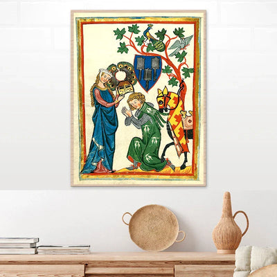 Medieval Lovers on Horse Canvas Art