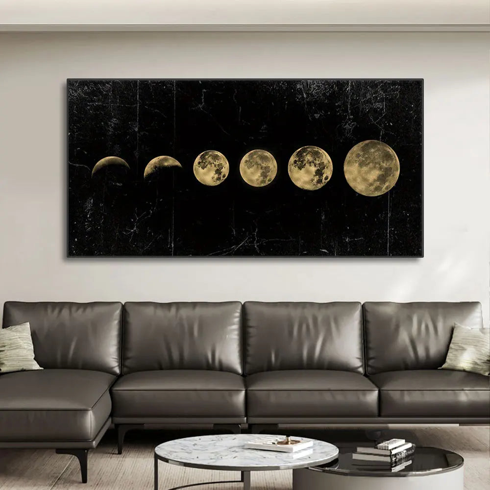 Wall Art Moon Phase Gold Black Posters