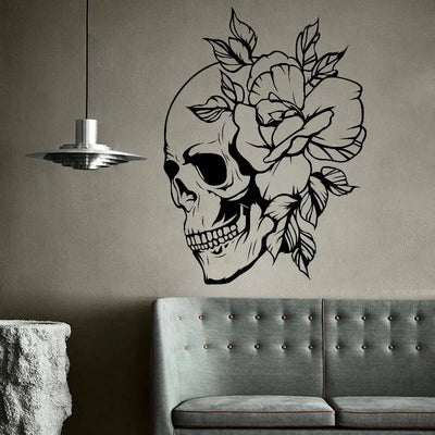 Skull and Flowers Vinyl Wall Sticke