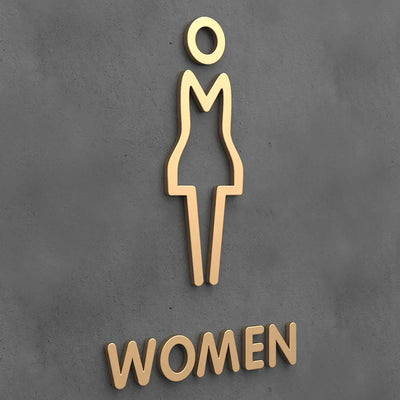 Matte Black Gold Toilet Sign