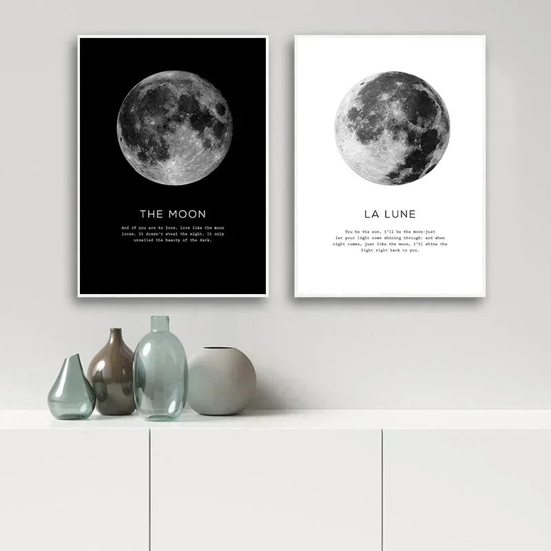 "Wall Art Moon Phase Gold Black Posters"