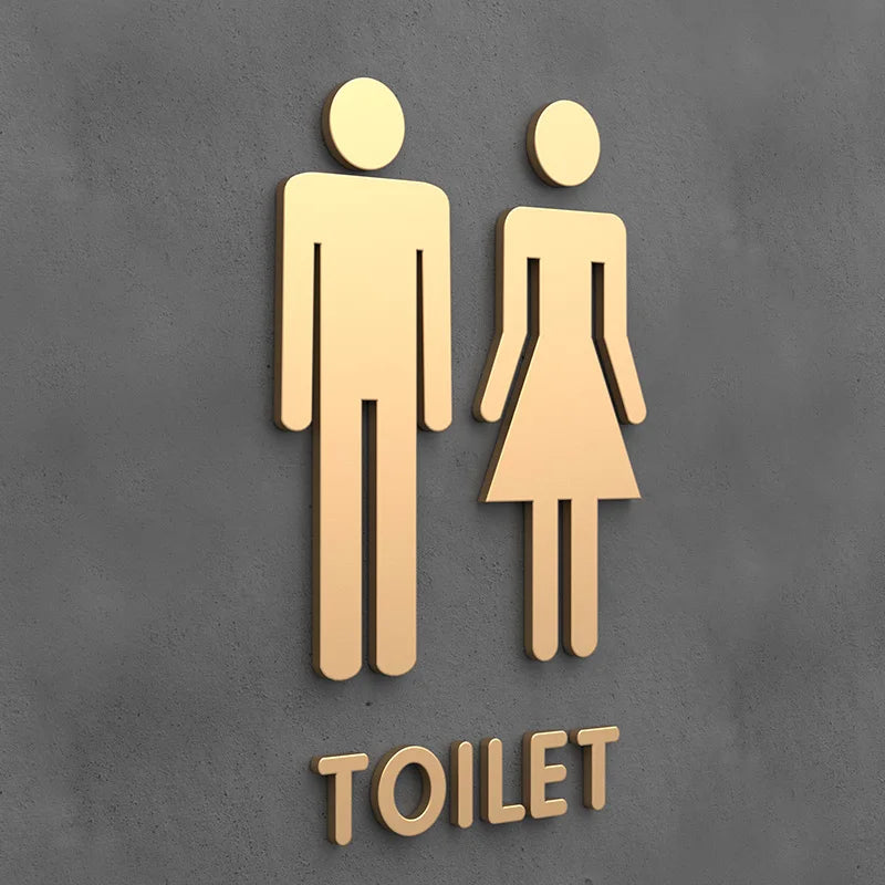 Matte Black Gold Toilet Sign