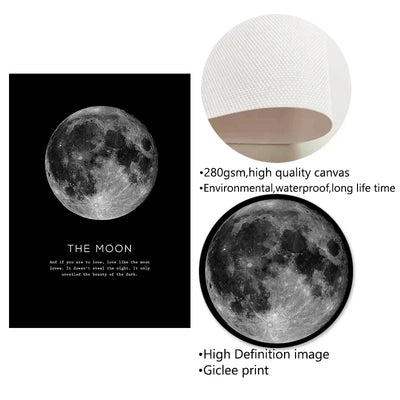 "Wall Art Moon Phase Gold Black Posters"