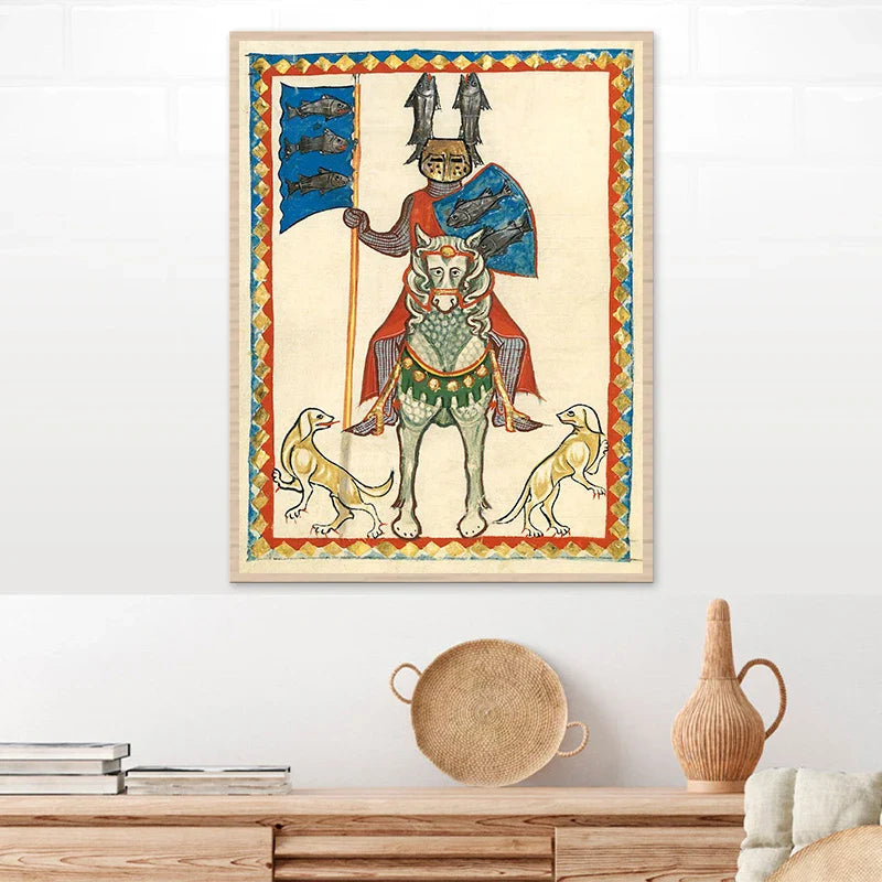 Medieval Lovers on Horse Canvas Art