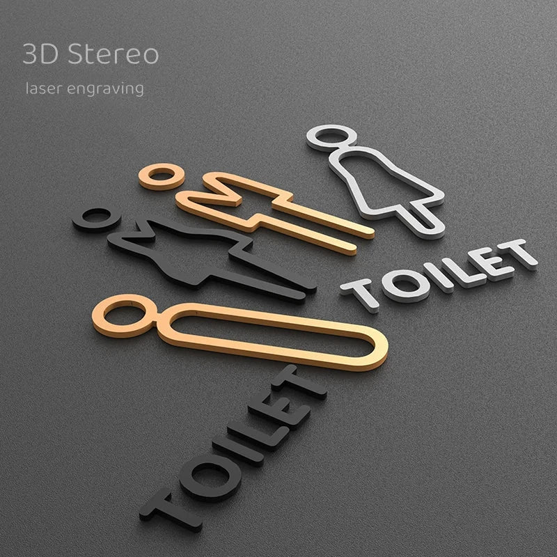 Matte Black Gold Toilet Sign