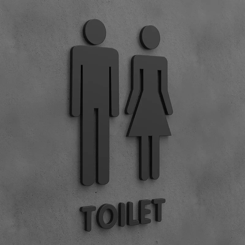 Matte Black Gold Toilet Sign