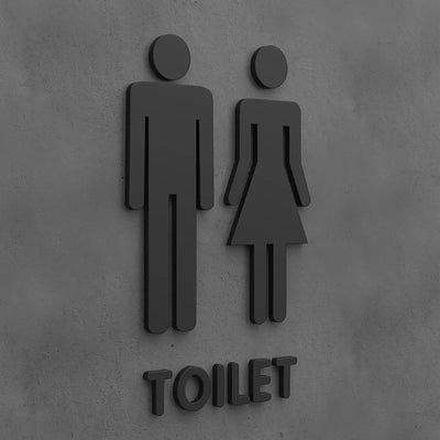 Matte Black Gold Toilet Sign