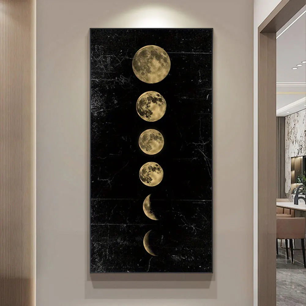 Wall Art Moon Phase Gold Black Posters