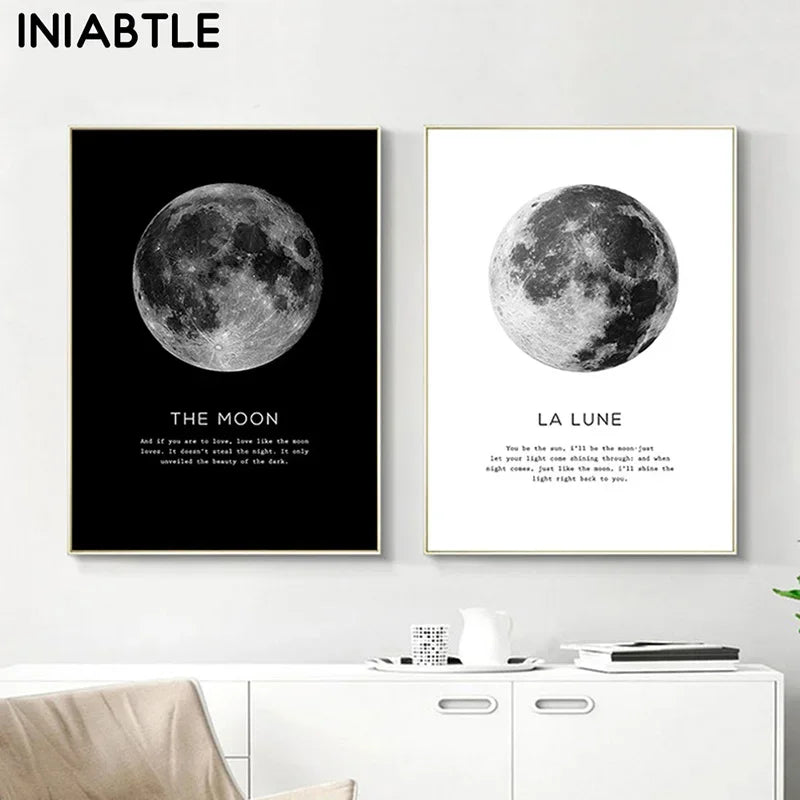 "Wall Art Moon Phase Gold Black Posters"