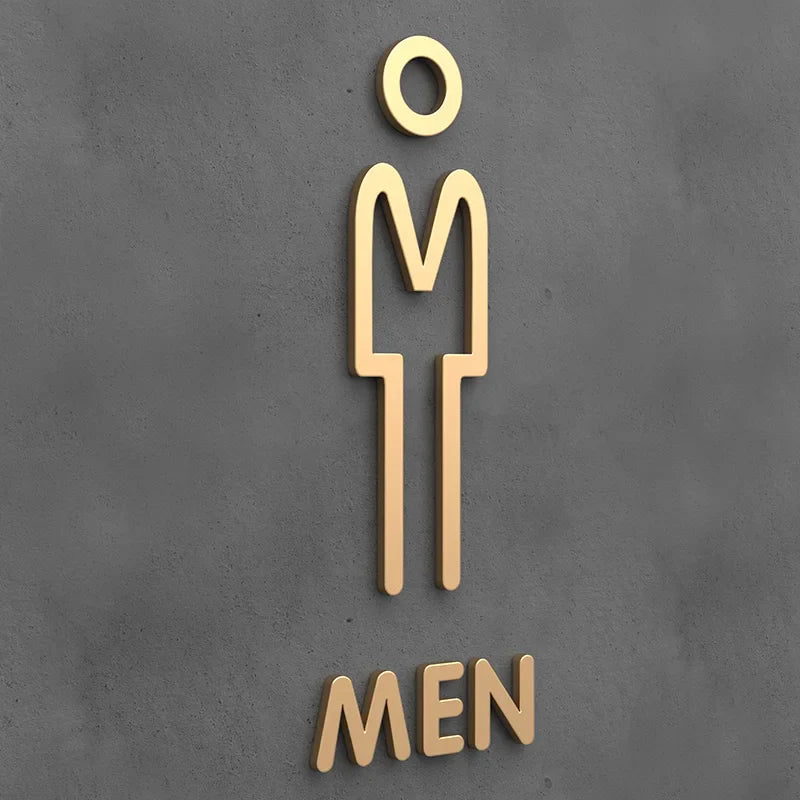 Matte Black Gold Toilet Sign