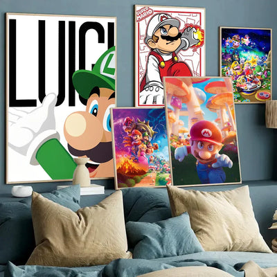 Anime Game Plumber Uncle Mushroom Poster Stickers