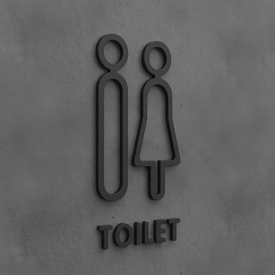 Matte Black Gold Toilet Sign