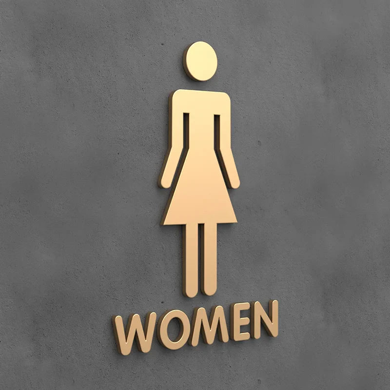 Matte Black Gold Toilet Sign