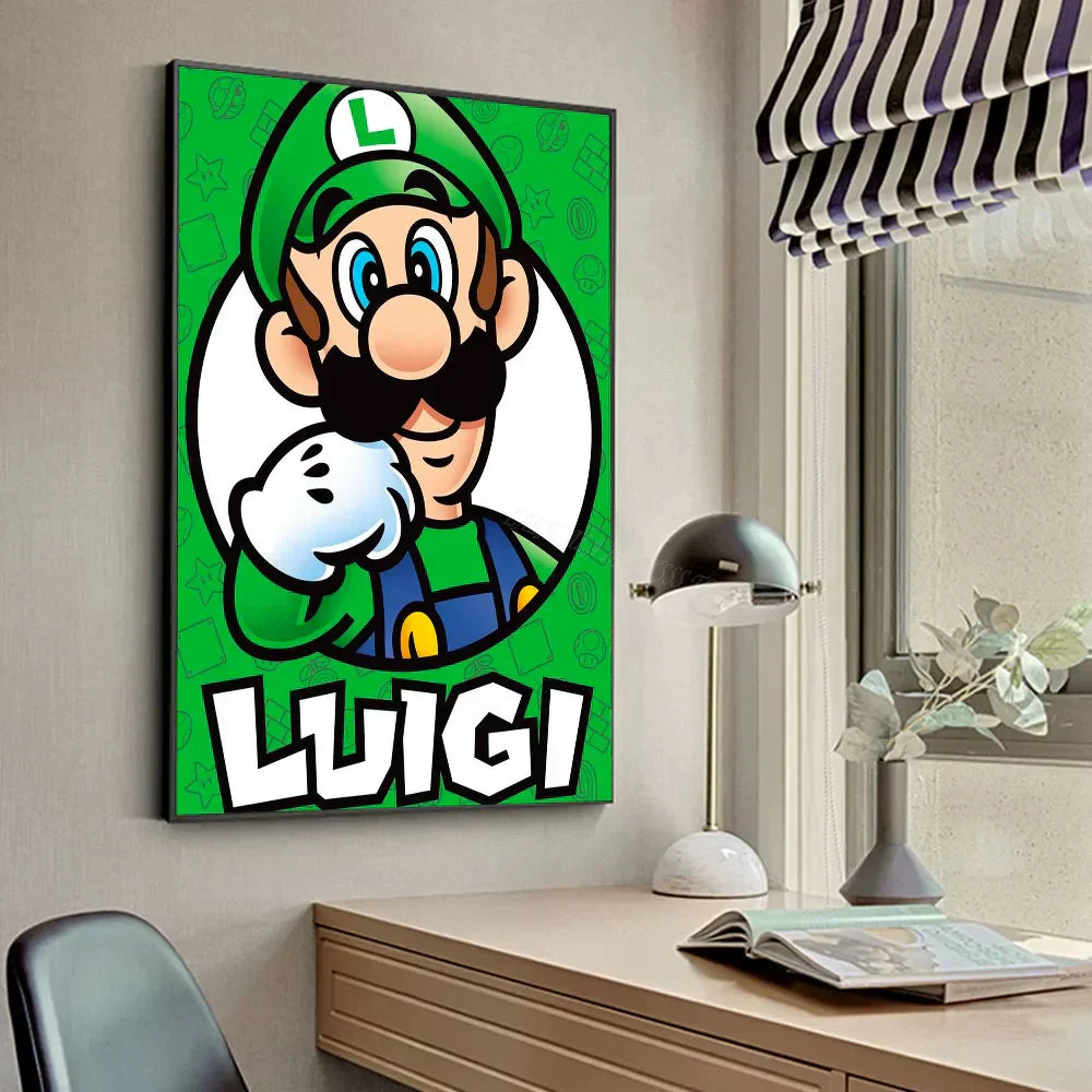 Anime Game Plumber Uncle Mushroom Poster Stickers